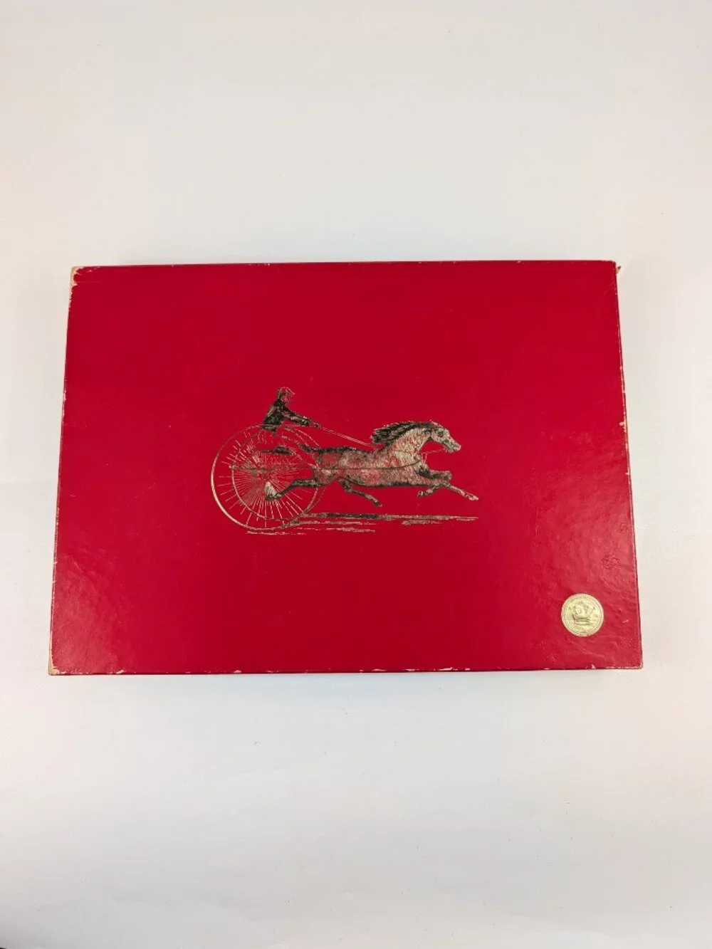 Vintage Hallmark Air Mail Stationery Box Set Gold Foil Horse Racing Logo